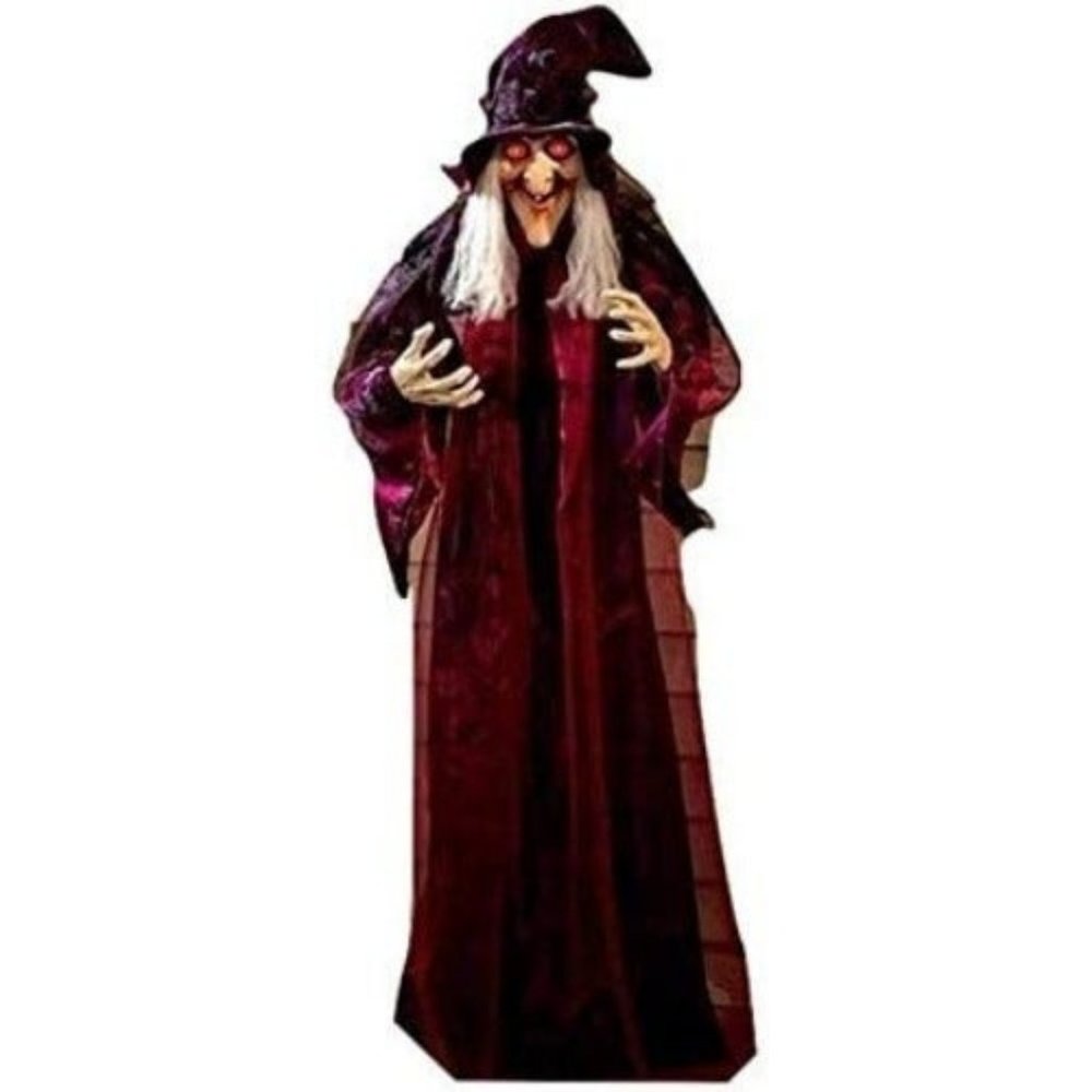 Animated Halloween Witch with Sound Activation and Red Eyes for Outdoor